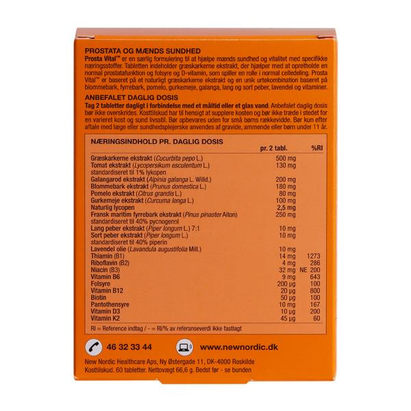 Complément Alimentaire New Nordic Prosta Vital 60 Comprimés - Santé De La Prostate - Fabriqué En Suède